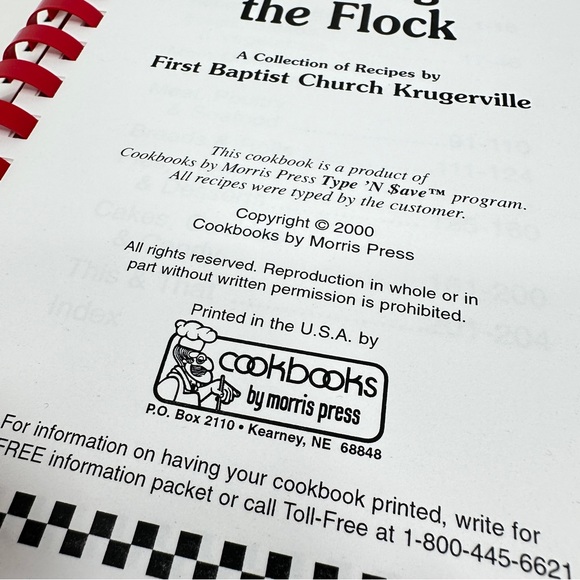 Feeding the Flock Cookbook 2000 First Baptist Church Krugerville Texas Recipes - Picture 2 of 15